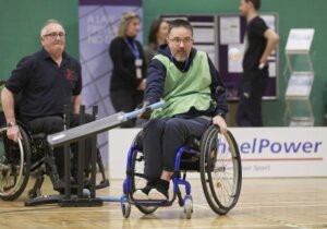 wheelchair cricket action shot