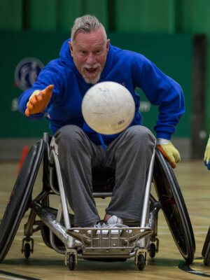 Wheelchair rugby in action