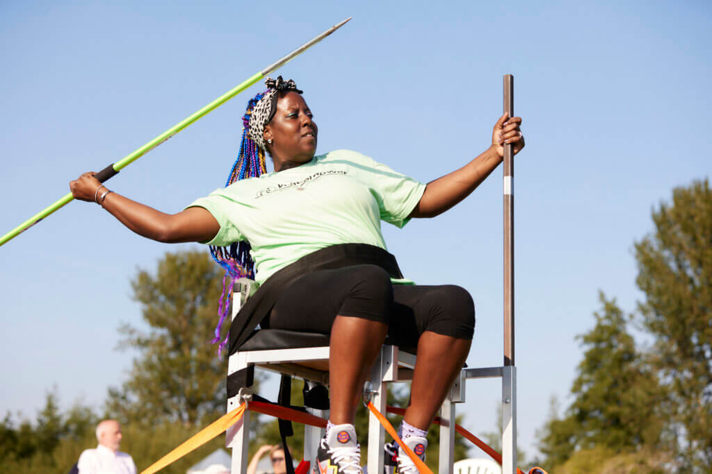 seated thrower with a javelin