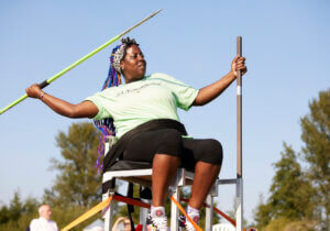 seated thrower with a javelin