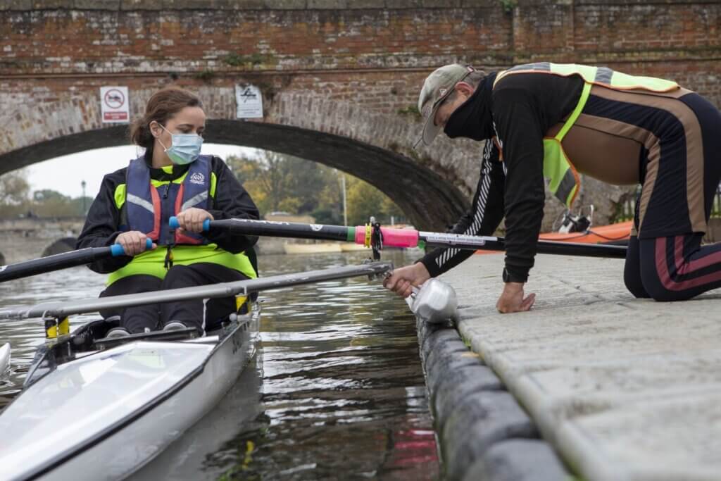 Drew Smith at Stratford Rowing Club in a boat