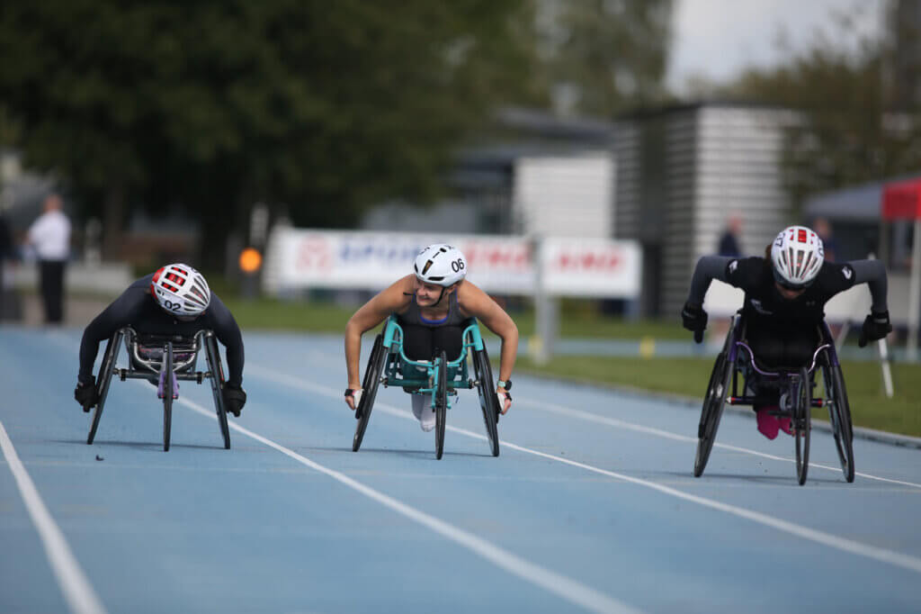 Melanie Woods at the Stoke Mandeville Grand Prix - September 2021 (Credit: Peter Milsom)
