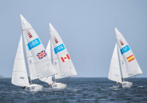 ROBERTSON John Helm THOMAS Stephen Crew 1 and STODEL Hannah Crew 2 of Great Britain in the Sailing, 3-Person Keelboat (Sonar) at the Marina da Glo?ria on day 8 of the Rio 2016 Paralympic Games.