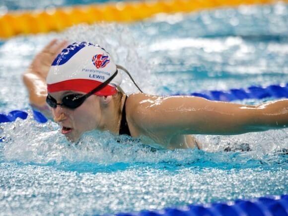 Close up of a young paralympic swimmer Nyree Lewis