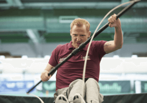 wheelchair rower in action