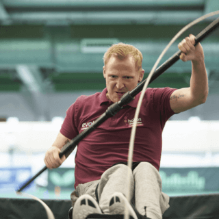 wheelchair rower in action