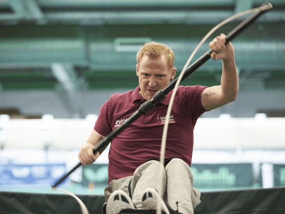 wheelchair rower in action