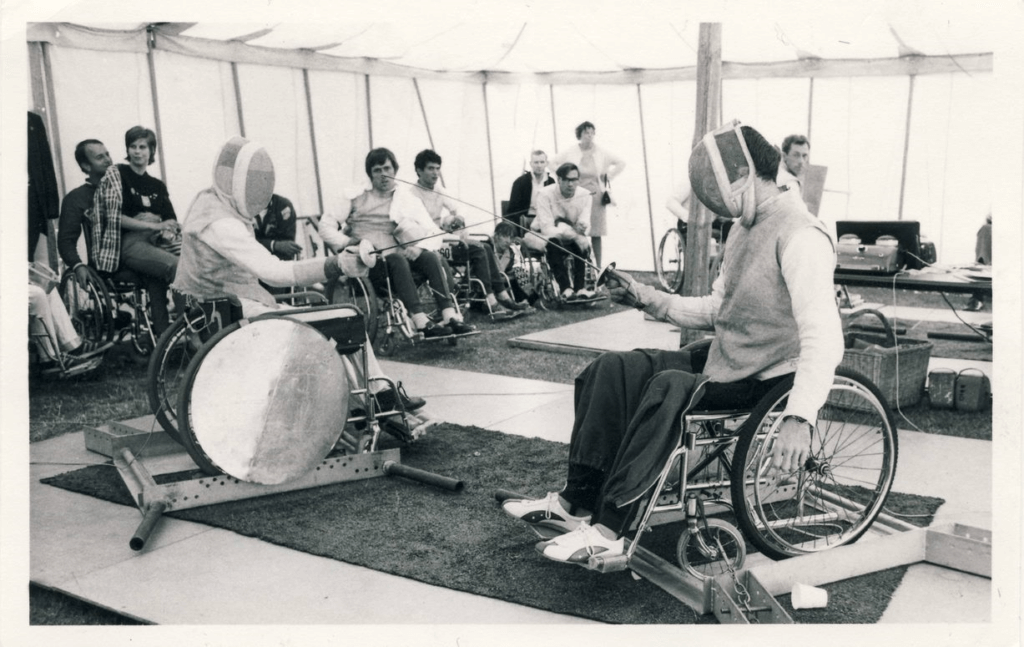 An archive photo of wheelchair fencing at Stoke Mandeville Stadium