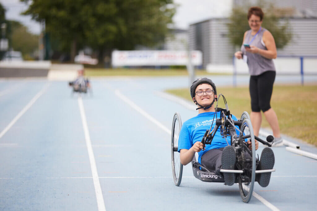 hand cyclist in action