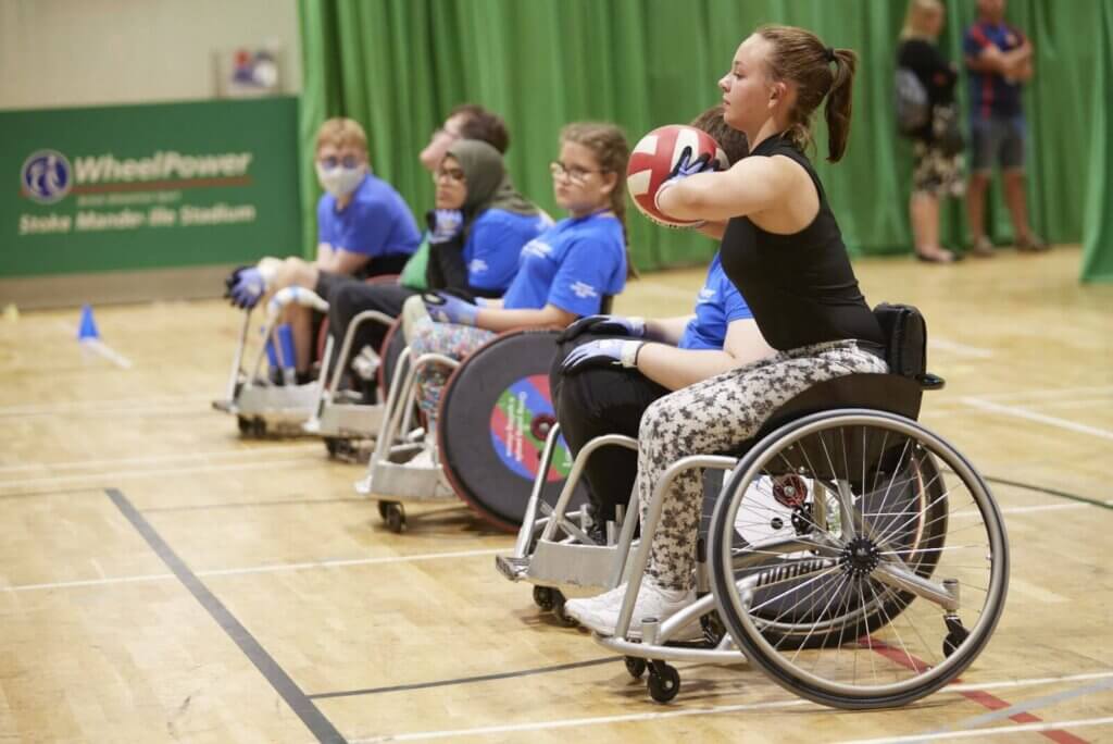 Beth throwing a ball at the National Junior games
