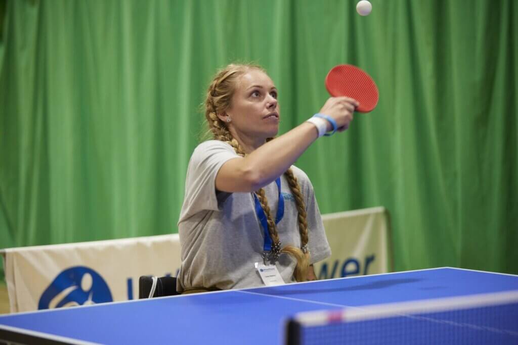 Casey playing table tennis