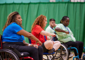 Group during a wheelchair exercise class