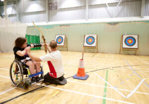Wheelchair archery training session