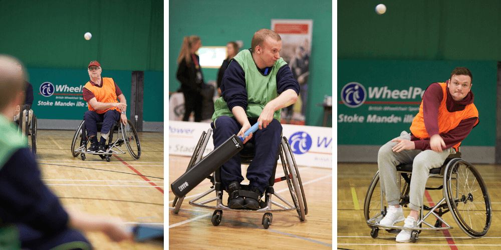 Wheelchair cricket in action
