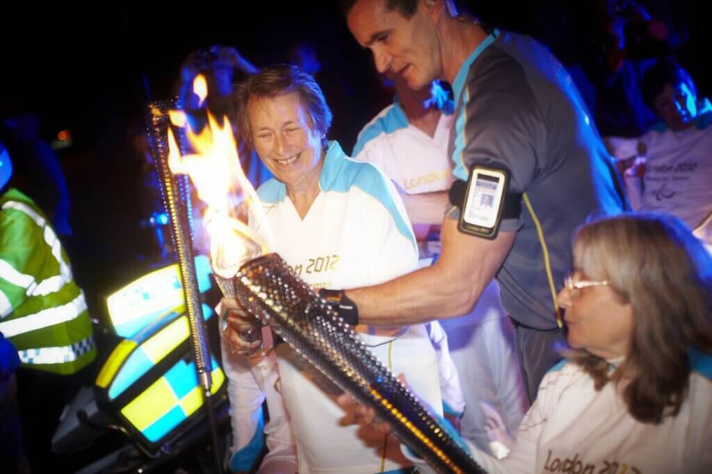 Eva Loeffler OBE during the London 2012 torch relay