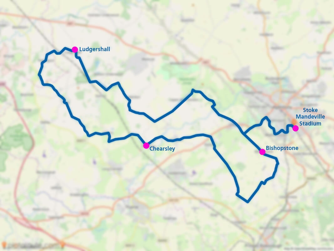 Tour de Vale 70km route map showing Ludgershall and surrounding villages