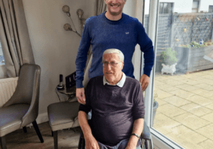 James Benedick with his father at home. James is running the London Marathon 2026 for WheelPower in memory of his dad.
