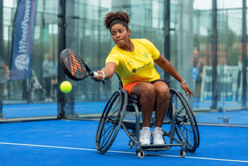 Female playing padel